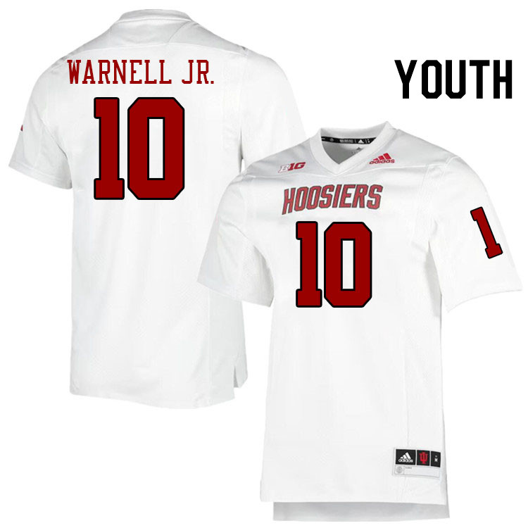 Youth #10 DJ Warnell Jr. Indiana Hoosiers College Football Jerseys Stitched-Retro White